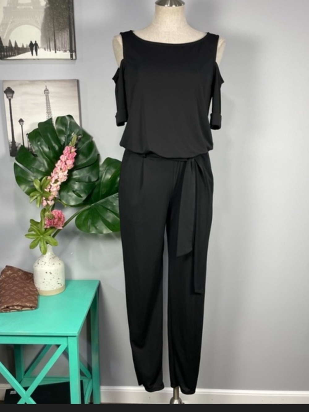 Bailey 44 Cold-Shoulder Jumpsuit with Waist Tie